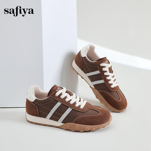 Safiya/索菲娅2024秋复古美拉德反绒百搭休闲系带德训鞋阿甘鞋 SF43112003 商品图6