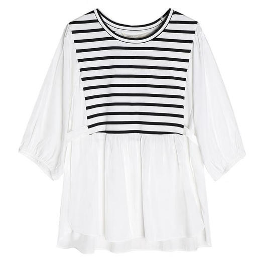 【B8F】快乐屋孕妇减龄针织条纹拼接五分袖上衣版 商品图6