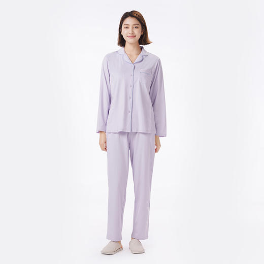 都市丽人睡衣超值精选长袖家居服26支CVC单面薄女士棉质套装LHT1K3 商品图1