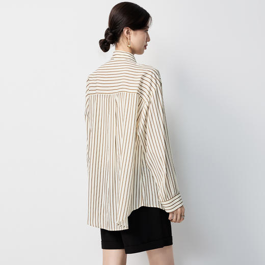 【多色可选&简约条纹】罗蒙女士长袖衬衫商务休闲大众日常衬衣女 商品图7