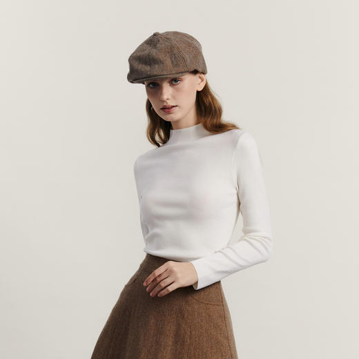 谜底半高领套头针织衫女2023冬季新品简约百搭修身毛衫234MZ1892 商品图3