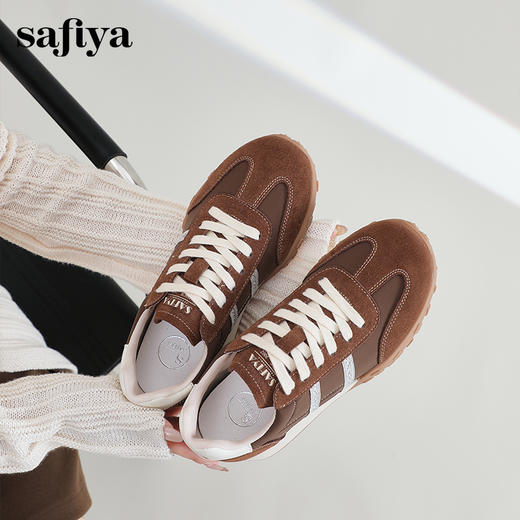Safiya/索菲娅2024秋复古美拉德反绒百搭休闲系带德训鞋阿甘鞋 SF43112003 商品图0