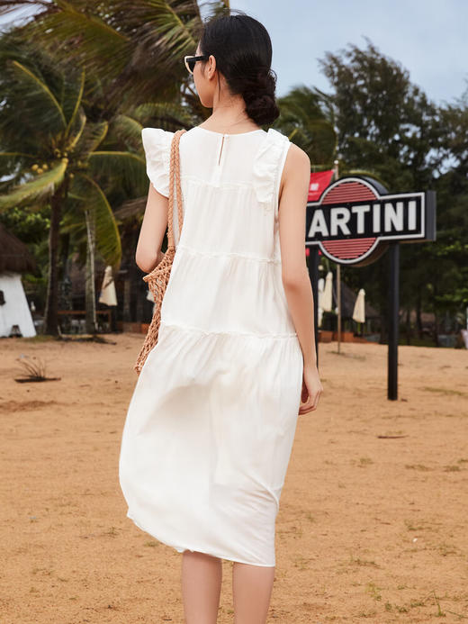 [B8F]快乐屋孕妇蛋糕裙潮妈时尚2024新款雪纺连衣裙夏装宽松孕妇裙子夏 米白 M 商品图3