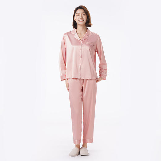 都市丽人睡衣亲情蜜语长袖家居服哑光弹力色丁薄女士丝质套装LHT0B8 商品图1