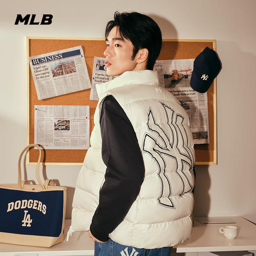 MLB男女情侣镂空大logo时尚羽绒马甲休闲23秋季新款3ADVB0336 商品图2