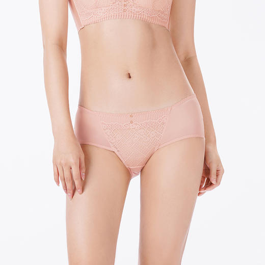都市丽人内裤薄透丝滑三角裤蕾丝+泳布女士内裤YPT2C8 商品图1
