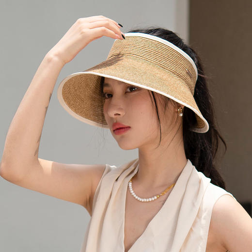 疯帽子 夏天新款可折叠遮阳空顶帽 逛街出游草帽子女 逛街太阳帽CY037 商品图2