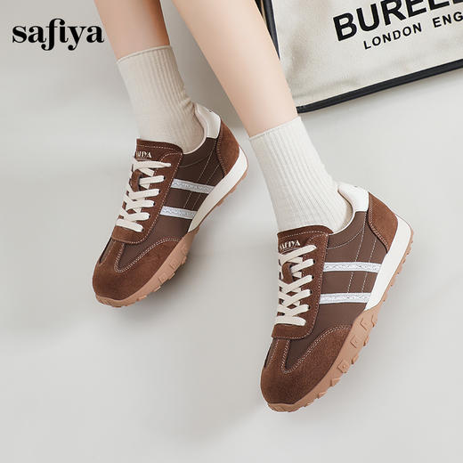 Safiya/索菲娅2024秋复古美拉德反绒百搭休闲系带德训鞋阿甘鞋 SF43112003 商品图5