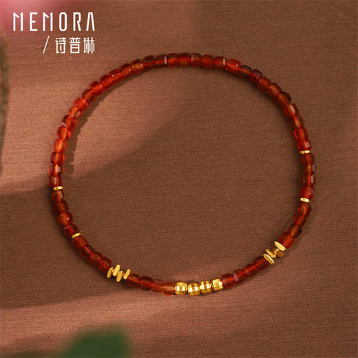 【生日会员】5G黄金蹦迪珠红玛瑙手链 碎碎金足金手饰送女友礼物MEMORA诗普琳LBE03801（线上专供） 商品图2