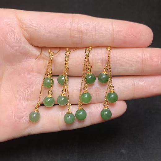 玉美人菲菲HZ#S925碧玉耳坠-圆珠约6+mm-多样性发一 商品图0