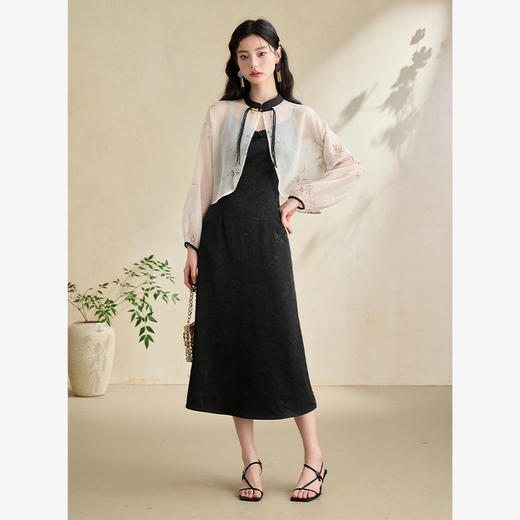 新中式国风套装女立领盘扣轻薄衬衫搭吊带裙两件套V2641972 商品图1