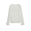 谜底衬衫上衣女2024秋款淑女风通勤荷叶领拼接花边衬衣243MS1006 商品缩略图4