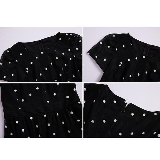 司歌刺绣短袖收腰连衣裙复古显瘦A891046X 商品图1