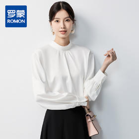 【蝴蝶结系带】罗蒙女士长袖衬衫百搭圆领优雅气质时尚通勤衬衣女