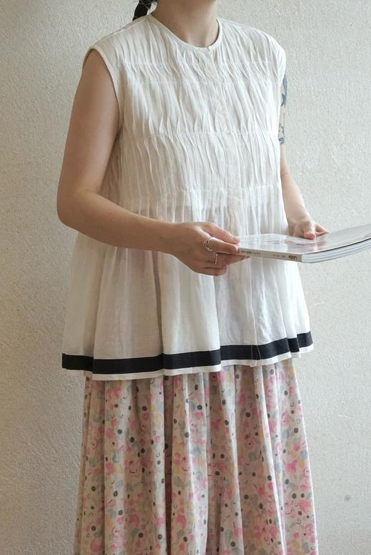 KHADI&CO 手纺棉打褶无袖上衣 商品图2