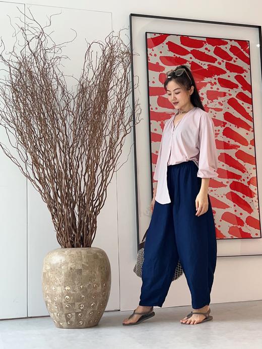 悠妍休闲宽松亚麻复古灯笼瑜伽裤KZ24214 遮肉显瘦棉麻裤子 商品图8