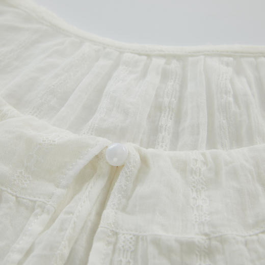 谜底衬衫上衣女2024秋款淑女风通勤荷叶领拼接花边衬衣243MS1006 商品图3