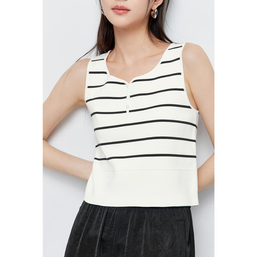 【商场同款】诗凡黎撞色条纹针织背心2024夏新款上衣女3F4330441 商品图3