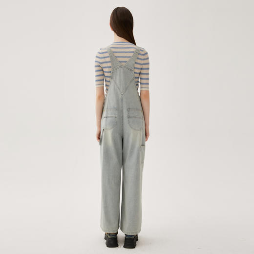 谜底牛仔背带裤女2024秋新品复古风宽松贴布绣直筒长裤243MK1102 商品图2