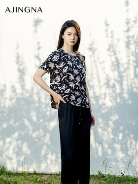 【商场同款】阿菁娜2024夏季新款宽松优雅设计感小衫A30X202033