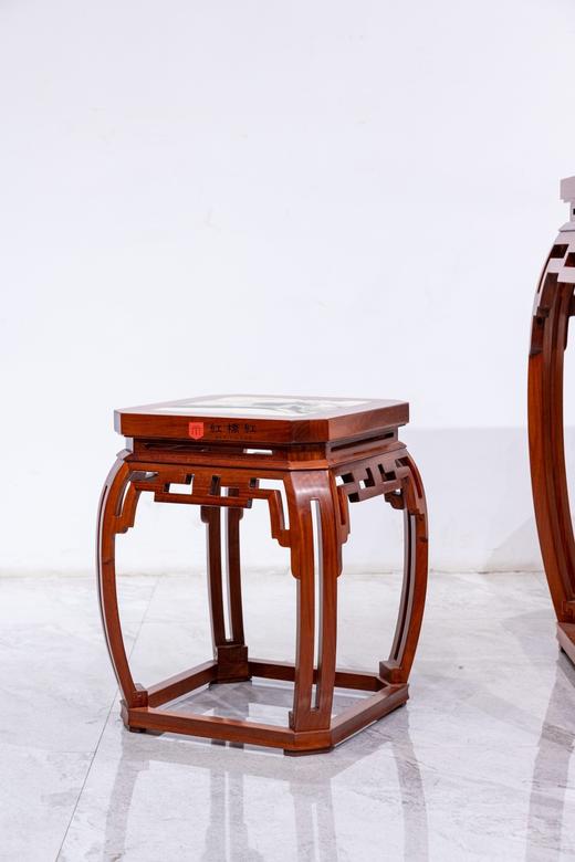 红桥红  家具严选  缅甸花梨（大果紫檀）【石面 78 仿故宫文竹 方桌五件套】 商品图2