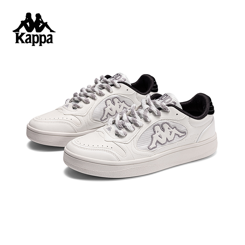 Kappa卡帕背靠背新款情侣复古串标板鞋小白鞋女休闲鞋运动鞋男款K0EY5CC80
