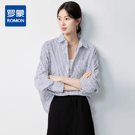 【含长绒棉&简约条纹】罗蒙女士长袖衬衫舒适微弹百搭商务时尚通勤