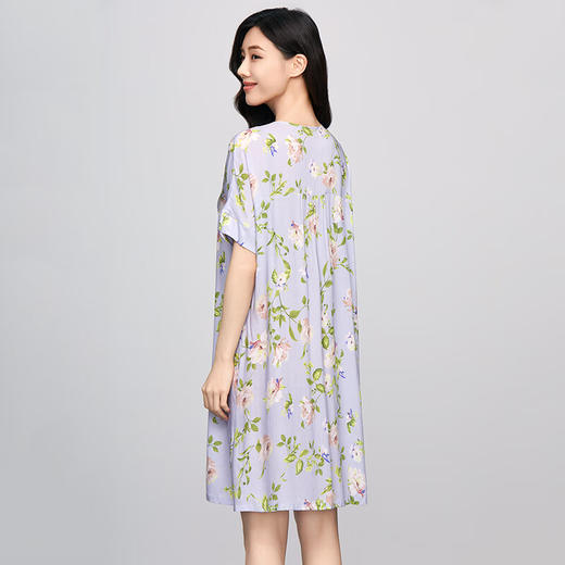 【3F】安莉芳莫代尔v领短袖碎花睡裙女士可外穿家居裙EL00725 商品图1