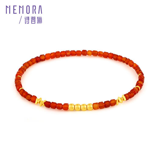 【福利拼团】5G黄金蹦迪珠红玛瑙手链 碎碎金足金手饰送女友礼物MEMORA诗普琳LBE03801（线上专供） 商品图2