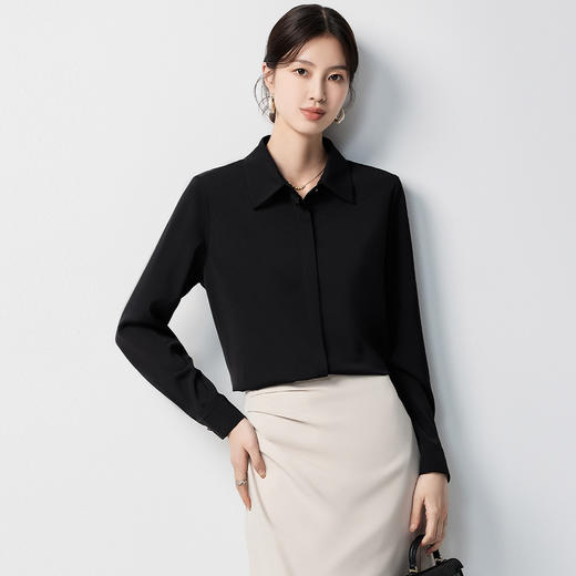 【时尚通勤&商务时尚】罗蒙女士长袖衬衫舒适微弹事业上班面试百搭 商品图4