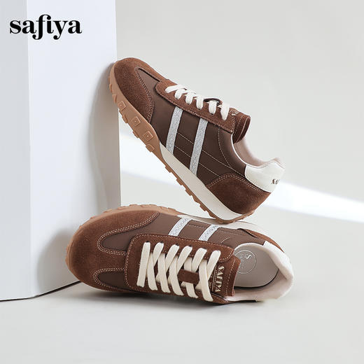 Safiya/索菲娅2024秋复古美拉德反绒百搭休闲系带德训鞋阿甘鞋 SF43112003 商品图7