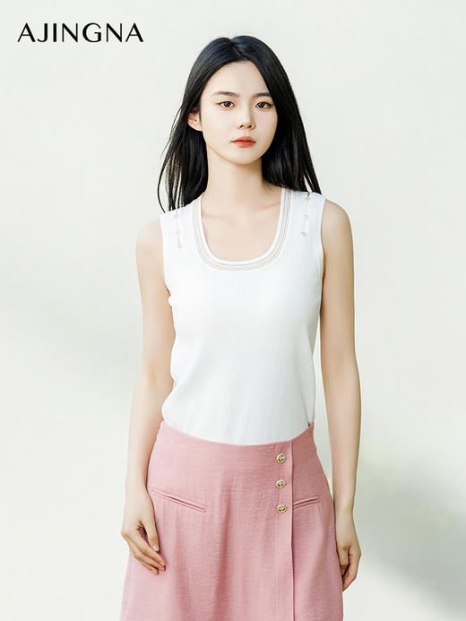 【商场同款】阿菁娜2024夏季新款U领百搭针织背心A29X301027 商品图0