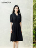 【商场同款】阿菁娜2024夏季新款V领翻领收腰式连衣裙A30X212069 商品缩略图0