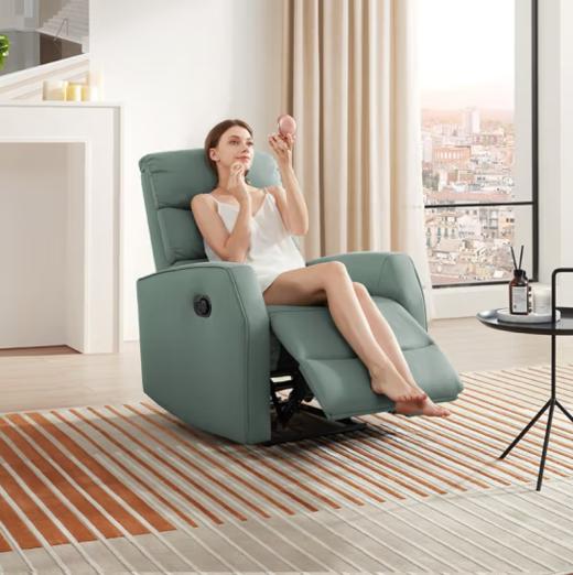 顾家家居（KUKA）现代简约小户型科技布单人沙发布艺功能单椅太空舱沙发A025 活力橙单人位手动 商品图1