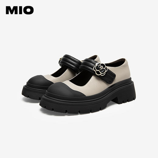MIO米奥秋季圆头学院厚底玛丽珍复古浪漫山茶花舒适单鞋女M244443204 商品图2