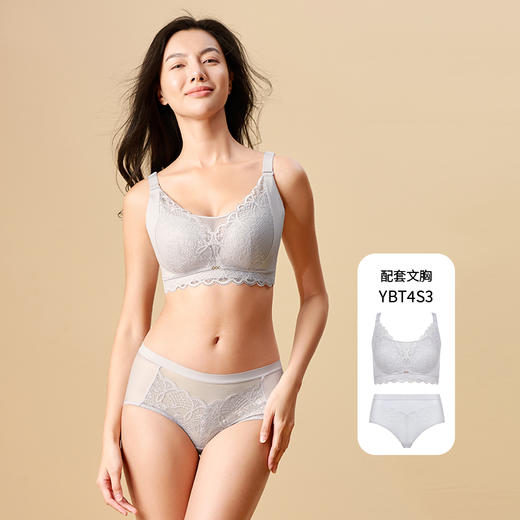 都市丽人内裤宽版包覆平角裤蕾丝+泳布女士内裤YPT4S3 商品图5