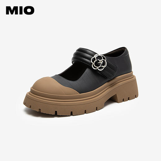 MIO米奥秋季圆头学院厚底玛丽珍复古浪漫山茶花舒适单鞋女M244443204 商品图1