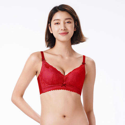 都市丽人内衣自然舒适常规文胸蕾丝A:加加厚B:中厚文胸3/4杯三排扣无钢圈LBT1M2 商品图4