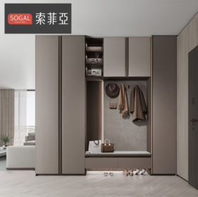 索菲亚定制衣柜 轻奢整体衣柜卧室家具玻璃门 阳台洗衣机柜电视机柜 入户玄关柜餐边柜酒柜 （单平米价） （莱斯系列）极简轻奢鞋柜