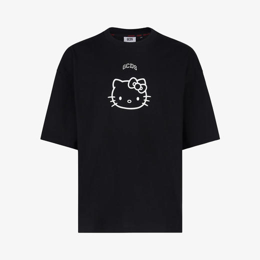 GCDS 男士 hellokitty 联名徽标印花棉质圆领短袖T恤 黑色 A1CM2313JA399 商品图0