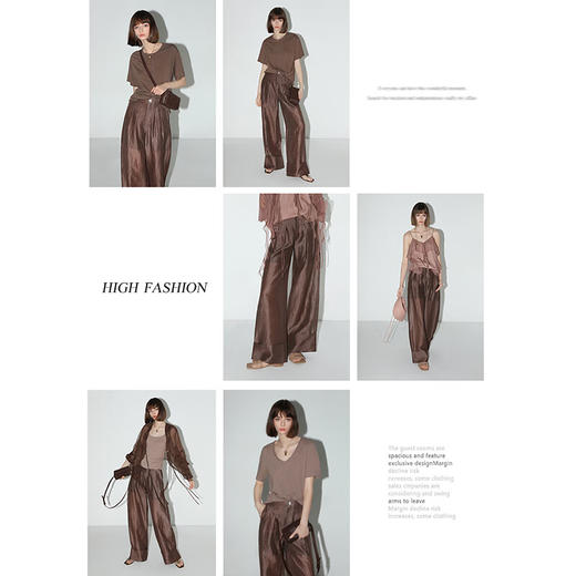 【限时秒杀】COCOBELLA丝光古法炒色莱赛尔打褶西裤翻折边阔腿裤PA0017 商品图1