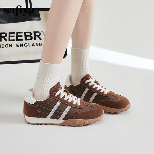 Safiya/索菲娅2024秋复古美拉德反绒百搭休闲系带德训鞋阿甘鞋 SF43112003 商品图1