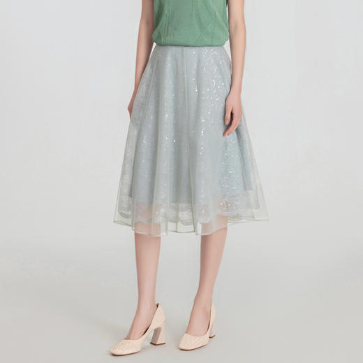 司歌蕾丝亮片伞裙仙气半裙C891222X 商品图0
