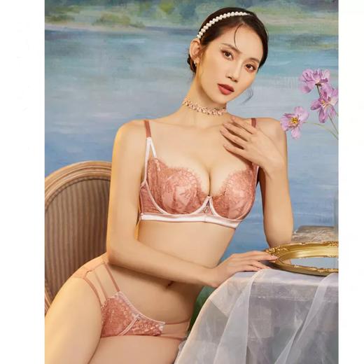 落日梦曲 文胸 100%桑蚕丝杯里小胸聚拢性感厚有钢圈上托蕾丝大码显小内衣薄款 商品图1