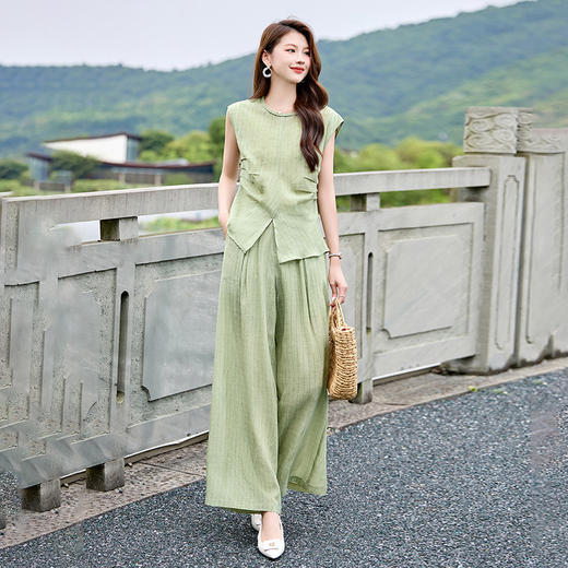 冷淡系显瘦套装，气质阔腿裤两件套无袖上衣HR-SNX2996 商品图0