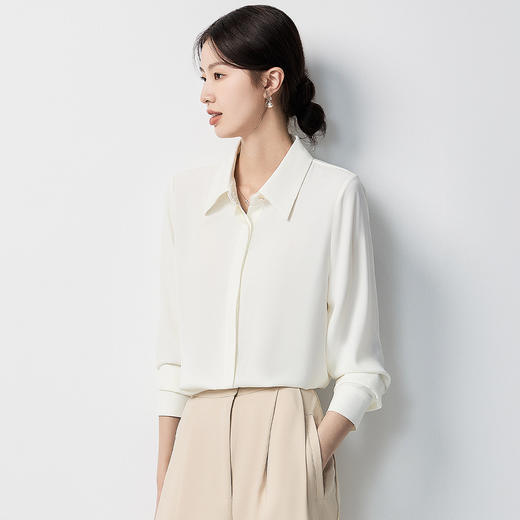 【时尚通勤&商务时尚】罗蒙女士长袖衬衫舒适微弹事业上班面试百搭 商品图2
