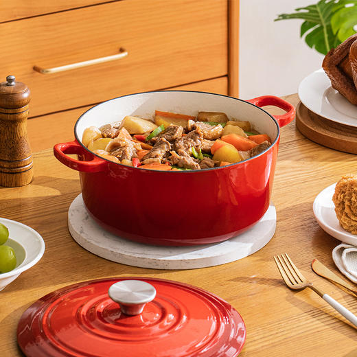 福煌-24CM铸铁珐琅锅-渐变红内白 商品图2