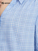 波顿女士2024春夏新款蓝白色短袖格子衬衫高端美式休闲衬衣LS009224 商品缩略图4