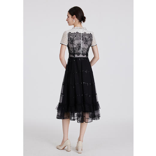 司歌蕾丝刺绣短袖连衣裙复古仙气A891043X 商品图3