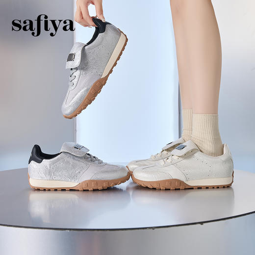 Safiya/索菲娅2024秋设计感小众翻盖透气百搭休闲软底华夫阿甘鞋 SF43112007 商品图3